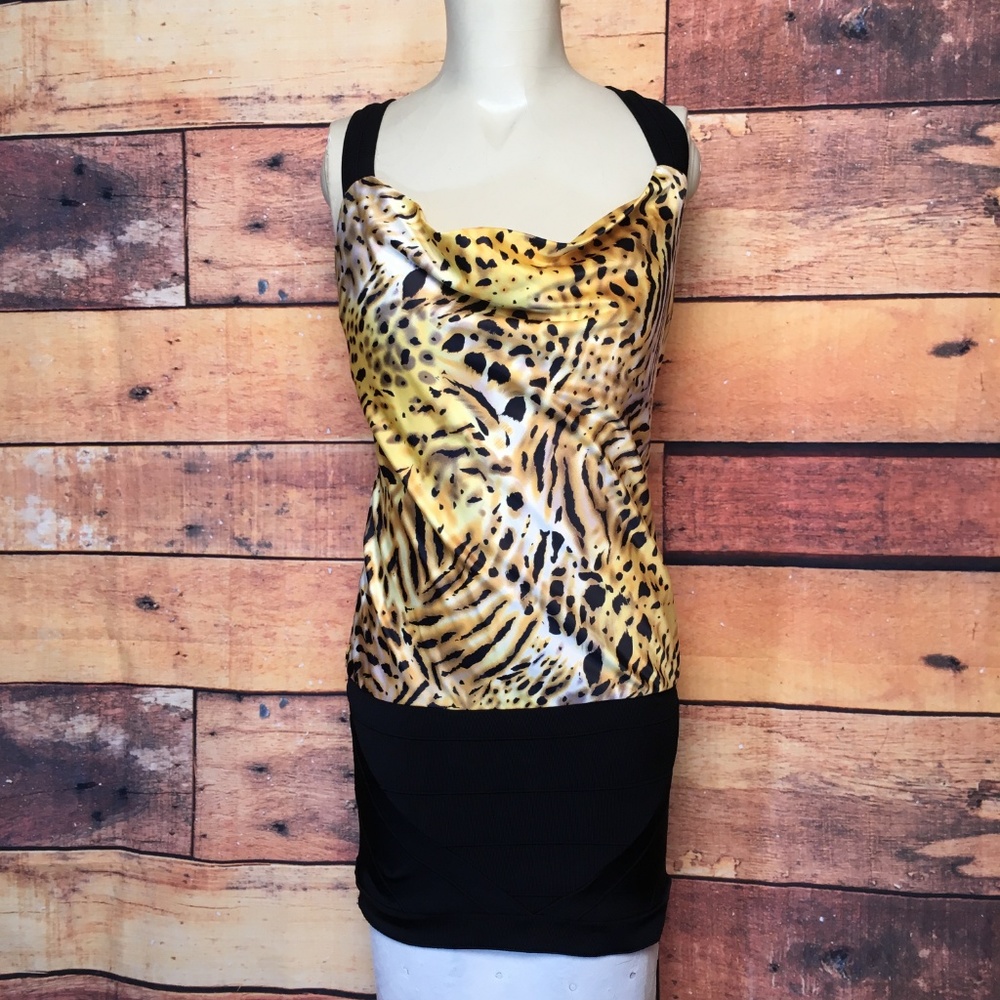 Arden B Leopard Criss-cross Back Dress NWT